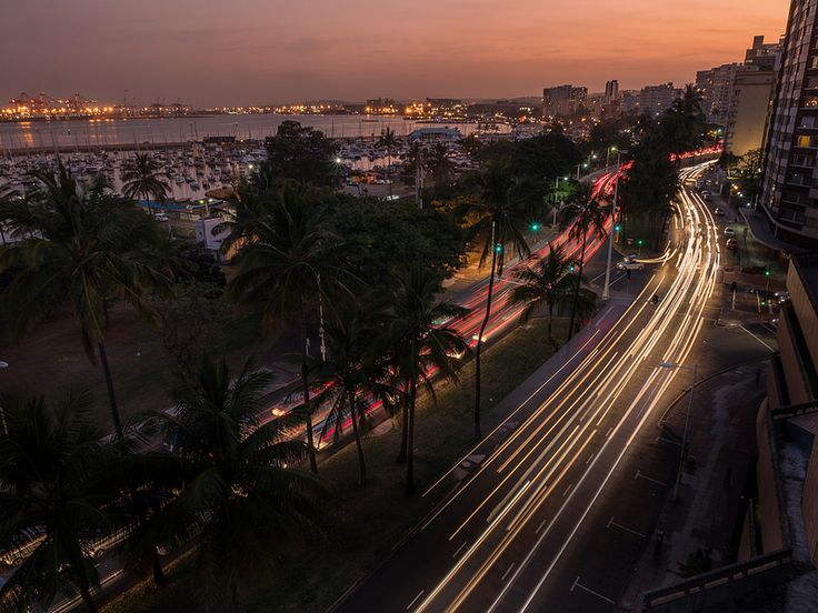 Durban beachfront and city lights at night